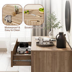 Fluted Buffet Cabinet Accent with Doors & Drawer 31" Oak | Anti-tipping Design, Scratch & Water-resistant, Pre-drilled Easy Assembly Versatile for Kitchen, Entryway & Living Room