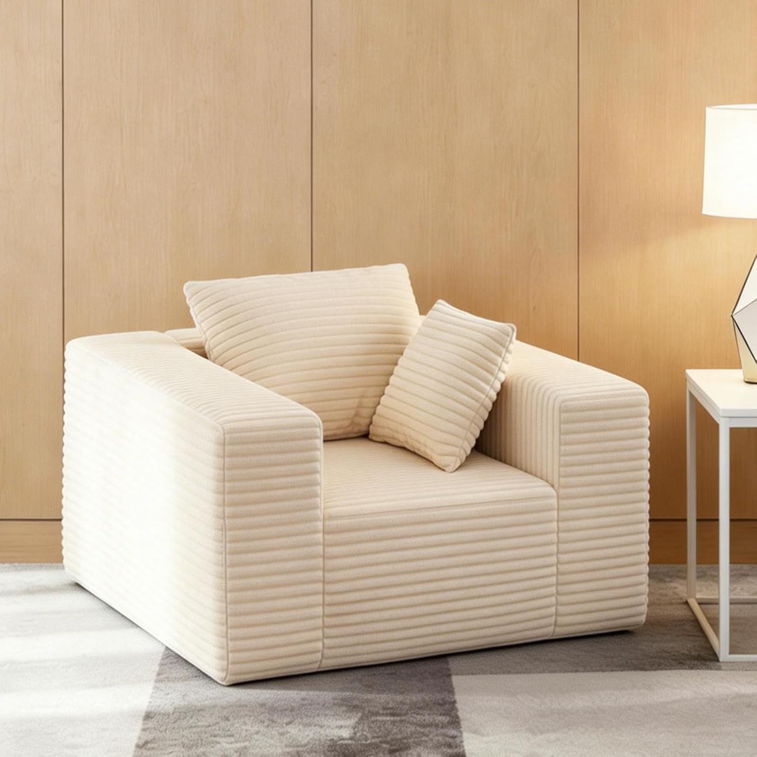 Single Cloud Sofa, No Assembly Required, High Backrest Wider Armrest Giant Bean Bag Chair, Foam Boneless Oversized Space Couch, Comfy Furry Pillowed Sofa for Living Room Bedroom Apartment Dorm Office