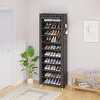 UDEAR 10-Tier Free Standing Shoe Rack Sturdy Shoe Rack Organizer for Closet Entryway Stackable Shoe Shelf with Dustproof Cover,Grey