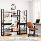 NUMENN Bookcases and Bookshelves Triple Wide 5 Tier Bookshelf, Large Etagere Bookshelf with Storage Drawer, Adjustable Open Display Shelves for Living Room, Bedroom, Home Office, Black