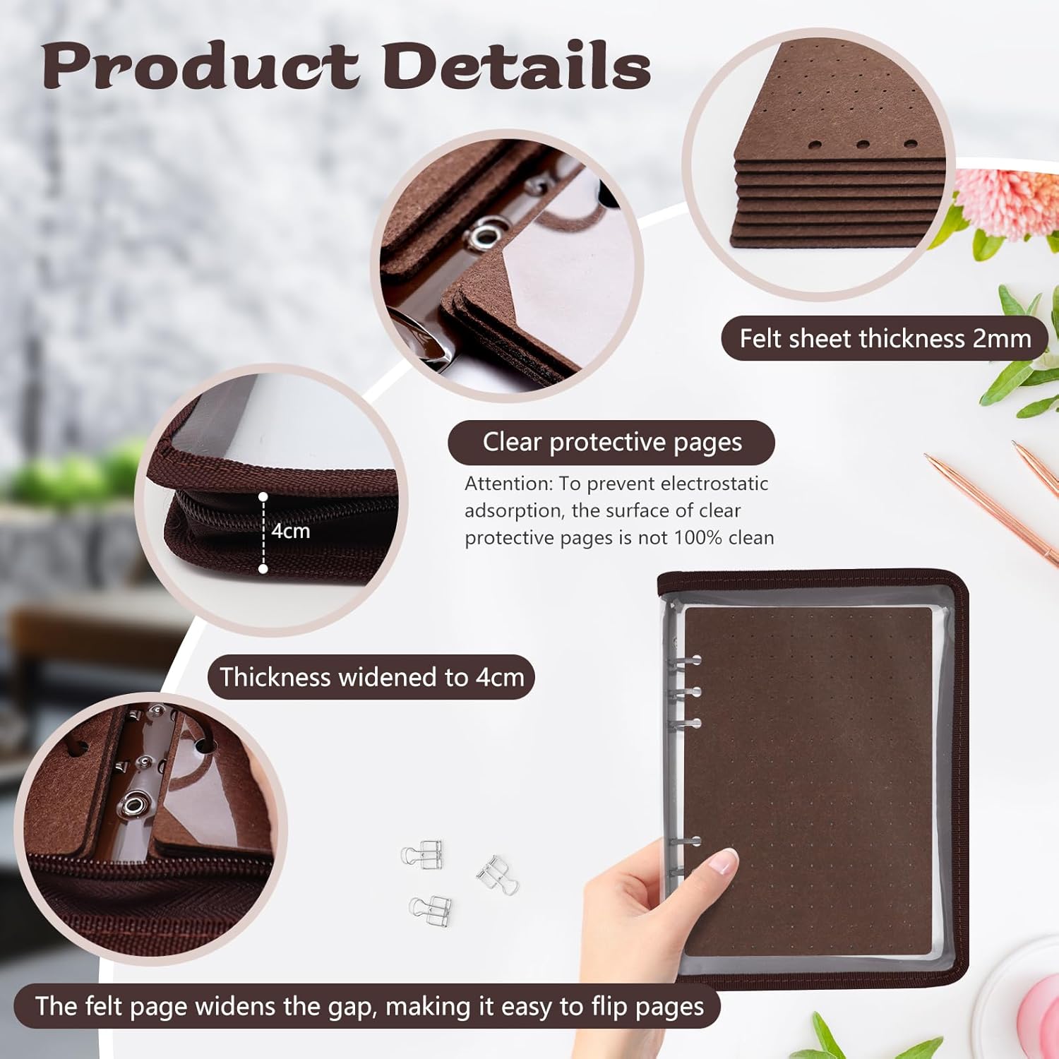 Enamel Pin Display Book Pin Collection Binder Holder Trading Book with 8-Page Display Boards A5 Brooch Pin Storage Organizer Binder Album for Travel Collectors (Dark Brown)