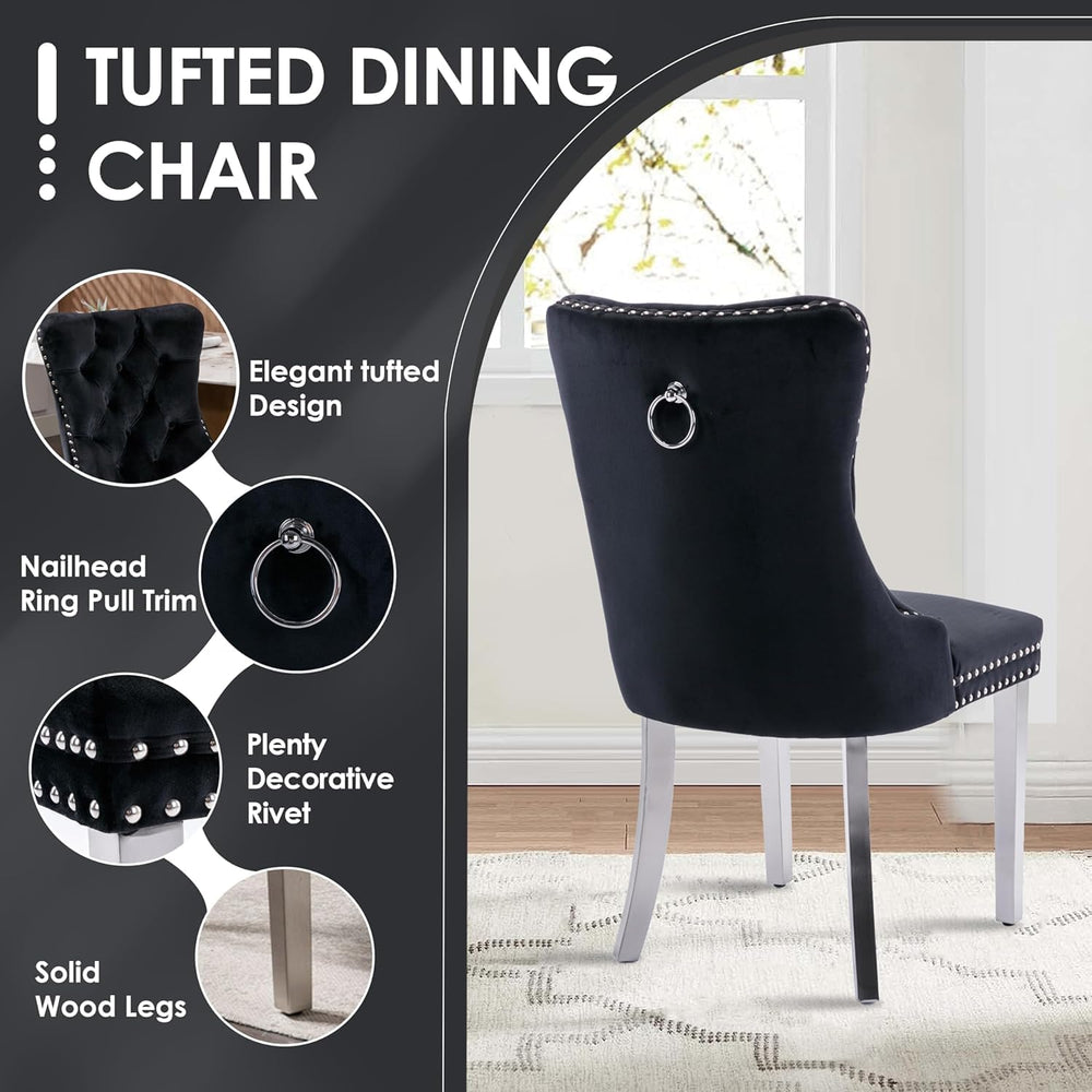 Clear Round Glass Top Dining Set for 4, 36'' Modern Luxury Circle Din...