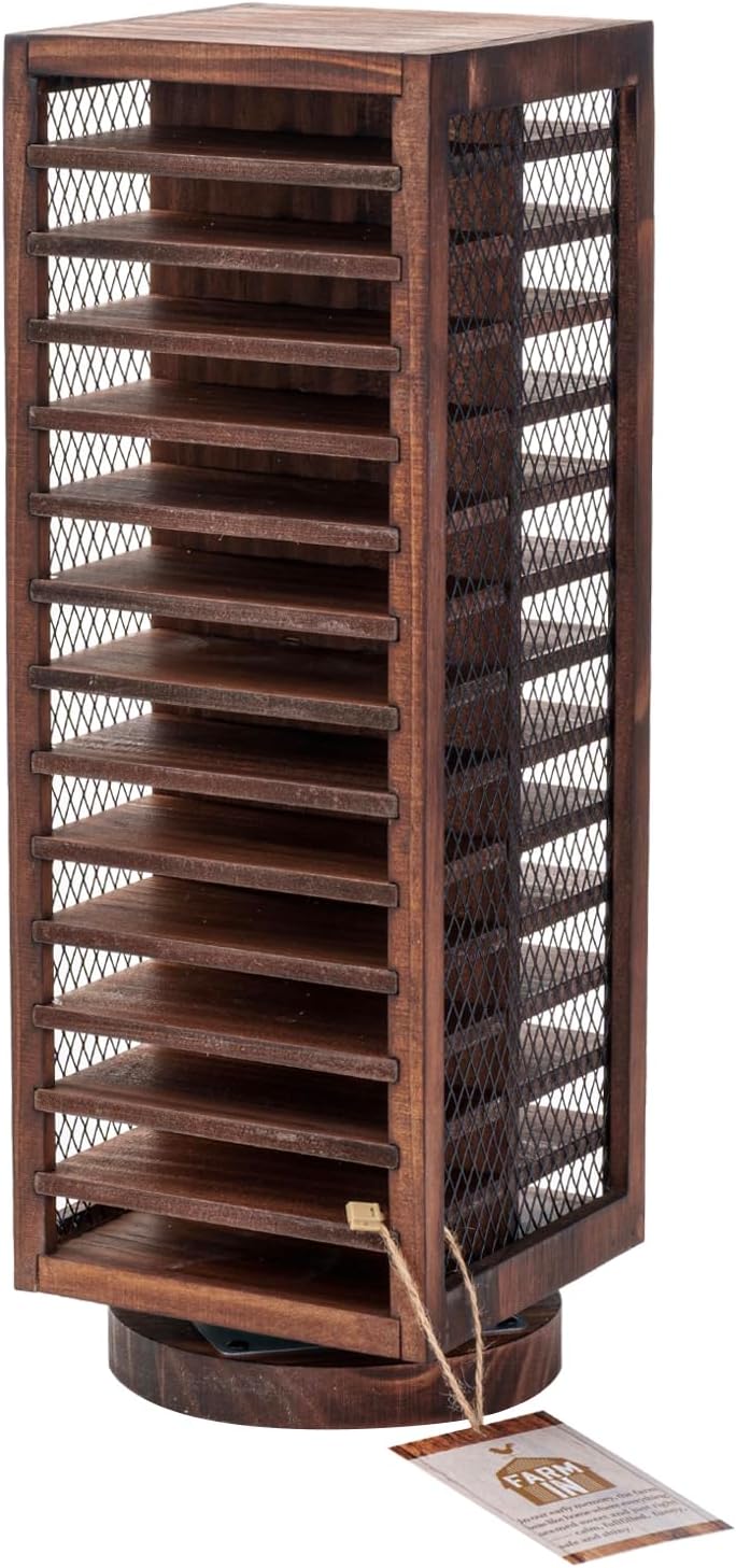 FARM IN Cassette Tape Storage, 360-Degree Rotatable Design Farmhouse Style Ca...