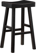 Lexicon Saddle Bar Stools Set of 2 Barstools with Footrest, Armless Dining Chairs for Kitchen Island, Breakfast Nook, Living Room, Pub Height, Black
