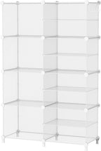 AWTATOS Closet Organizer 8 Cube Storage Shelves Clothes Organizers Closet Storage Stackable Cubby Shelving for Closet Bedroom Living Room Office, Transparent Twill