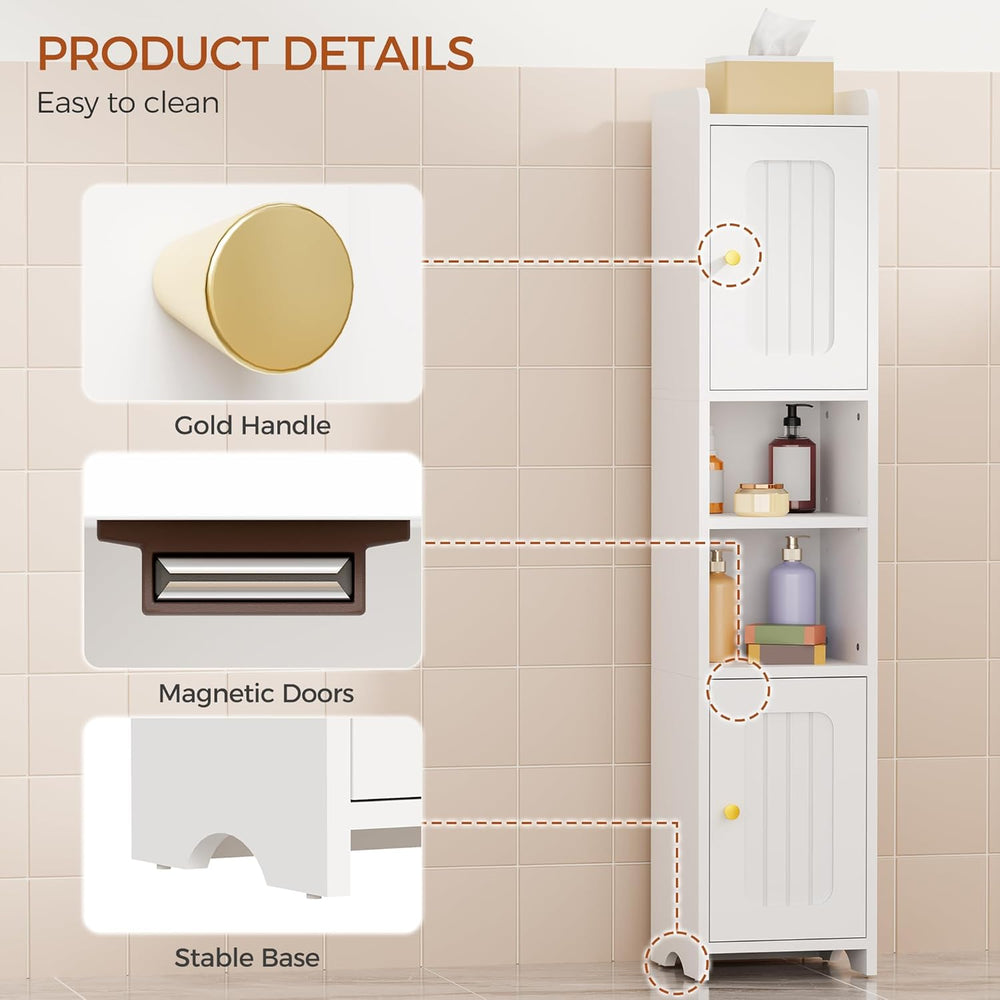 ANWBROAD Slim Bathroom Storage Cabinet Corner Narrow Cabinet with 2 Doors and...