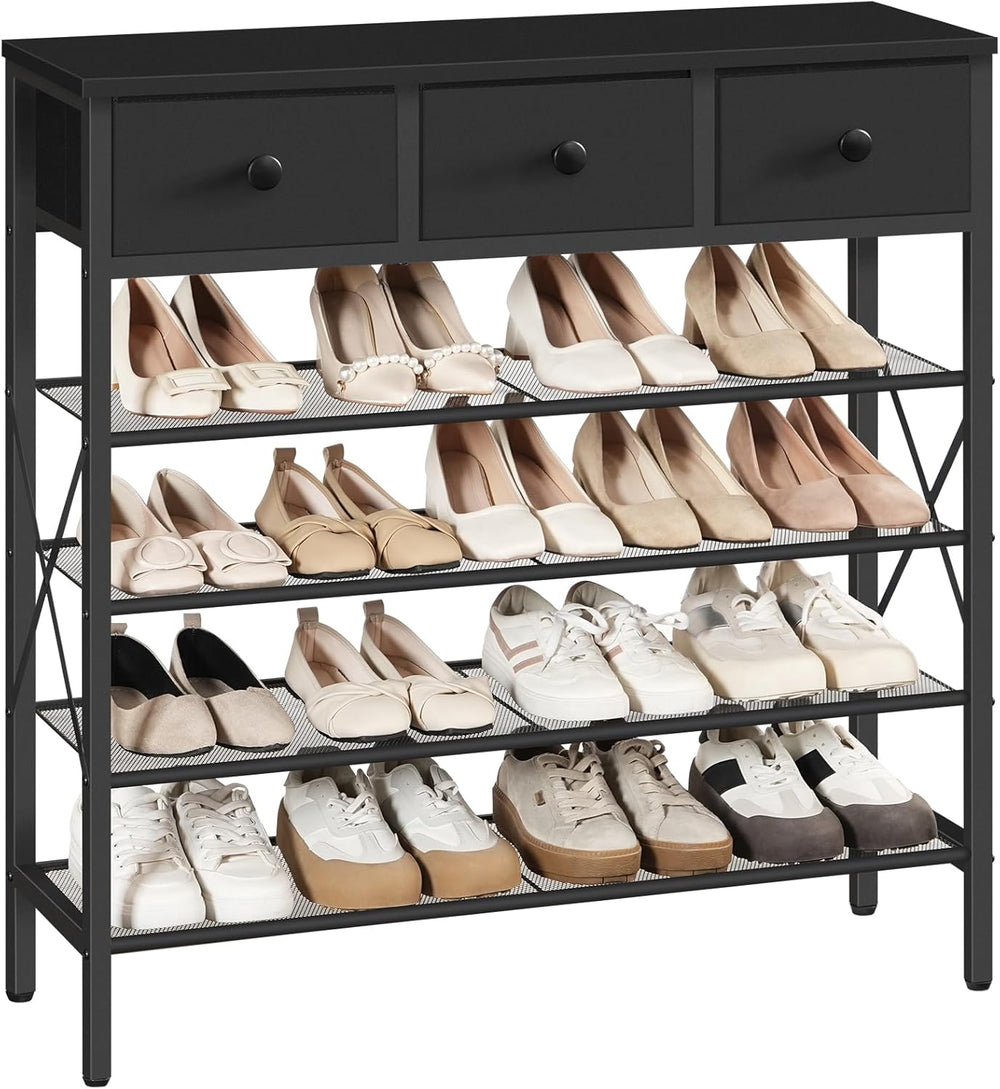 5-Tier Shoe Rack with 3 Drawers, Metal Shoe Organizer for 20 Pairs with Stora...