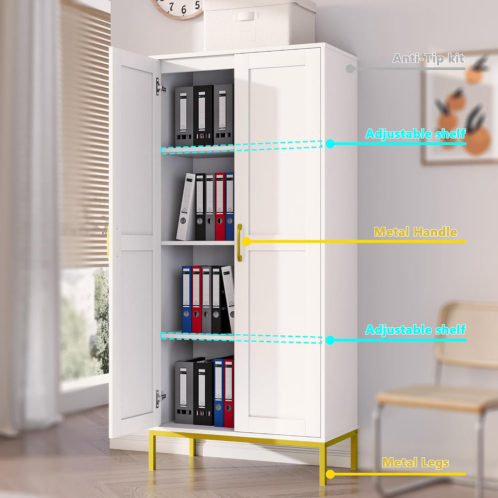 Kitchen Pantry Cabinet,Kitchen Pantry with 2 Adjustable Shelves,4 Shelf Cabin...