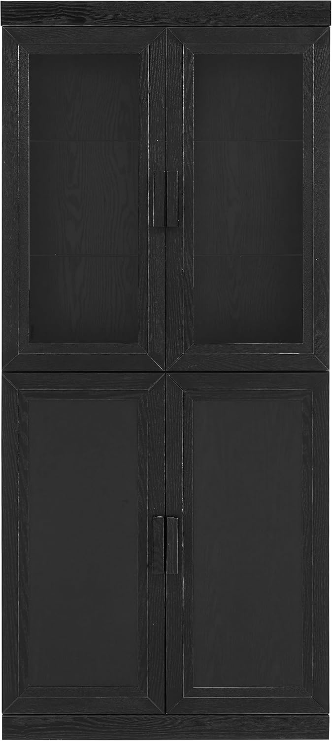 Crosley Furniture Essen Glass Door China Hutch Kitchen Pantry Storage Cabinet...