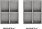 Frebeauty Small Jewelry Tray Set,Stackable Velvet Jewelry Organizer Tray,Mini Jewelry Drawer Organizer,Drawer Inserts,4.92 x 3.74 x 0.9 Inches,4 Grid Earring Organizer for Women(Set 2,Grey)