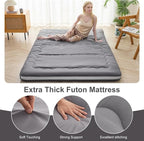 Japanese Floor Mattress, 4" Japanese Futon Mattress, Foldable & Portable Shiki Futon (shikibuton), Roll Up Thicken Sleeping Tatami Mat Sleeping Pad for Camping (Grey, 39 x 80)