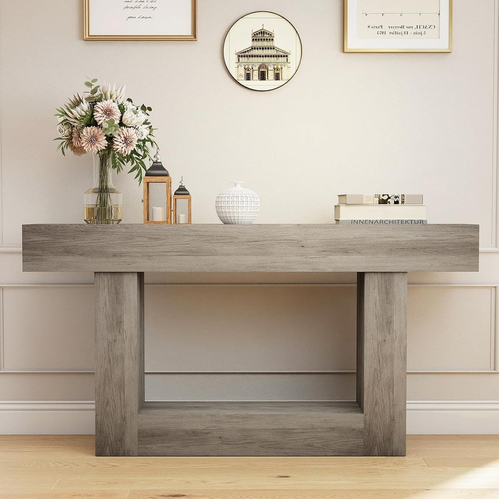 Spaco 63'' Long Console Table,2 Tier Farmhouse Entryway Table Sofa Ta...