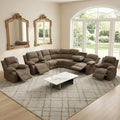 Manual Recliner Sectional Sofa Set, L-Shaped Living Room Furniture Sets, Reclining Sectional Corner Couch and 2 Reclining Chairs Set for Home Office (Peanut, Sectional + 2 Chairs)