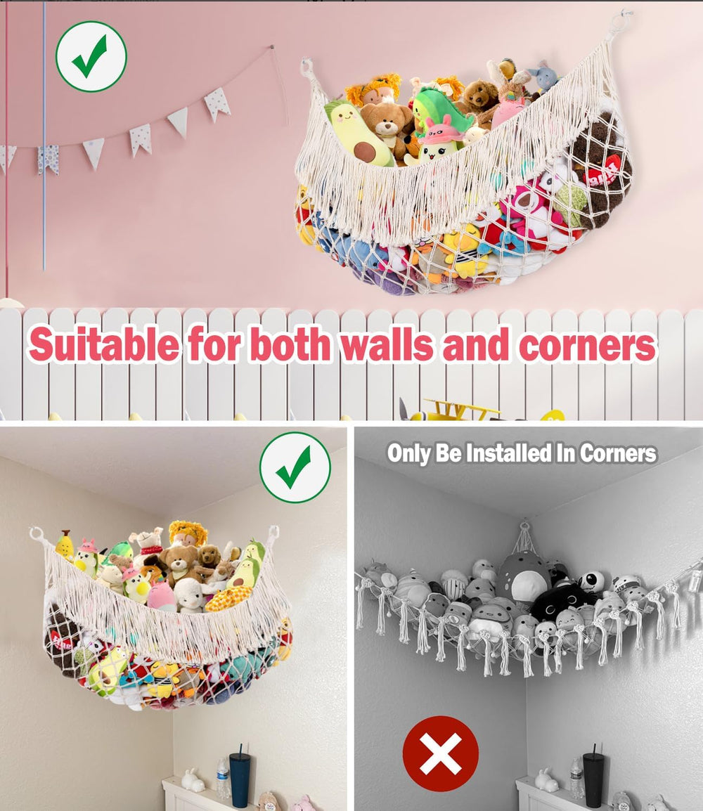 Stuffed Animal Hammock - Extra Large 63'' Long (Cream White) | Premiu...