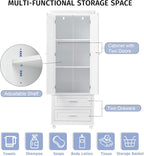 Merax 62.5" Pantry Cabinet with Two Doors & Two Drawers, Adjustable Shelves Storage Cupboard for Kitchen/Dining Room/Bathroom, White