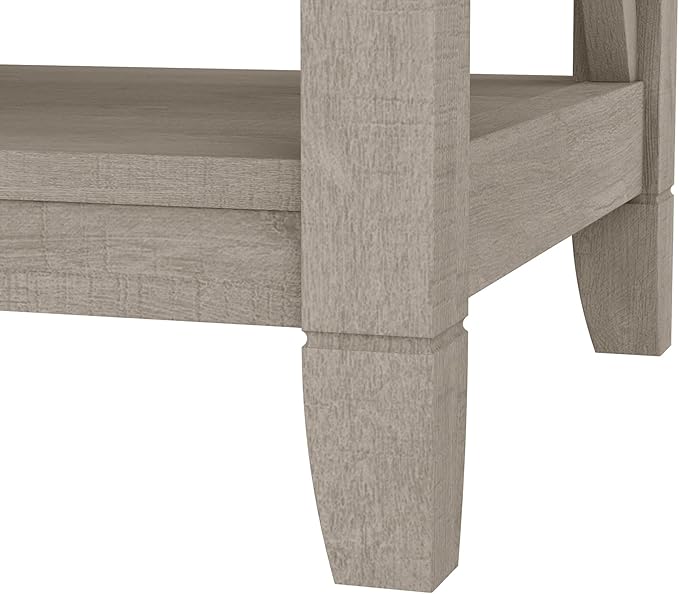 Bush Furniture Tall 5 Shelf Bookcase for Living Room or Home Office, Large Bookshelf, Modern Farmhouse Style, Key West Collection, Washed Gray