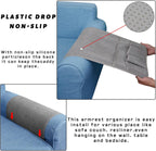 NB Sofa Armrest Organize remote holder bedside caddy organizer with 5 pockets，non-slip couch remote control holder couch armchair caddy accessories (Gray, 35''x18'')