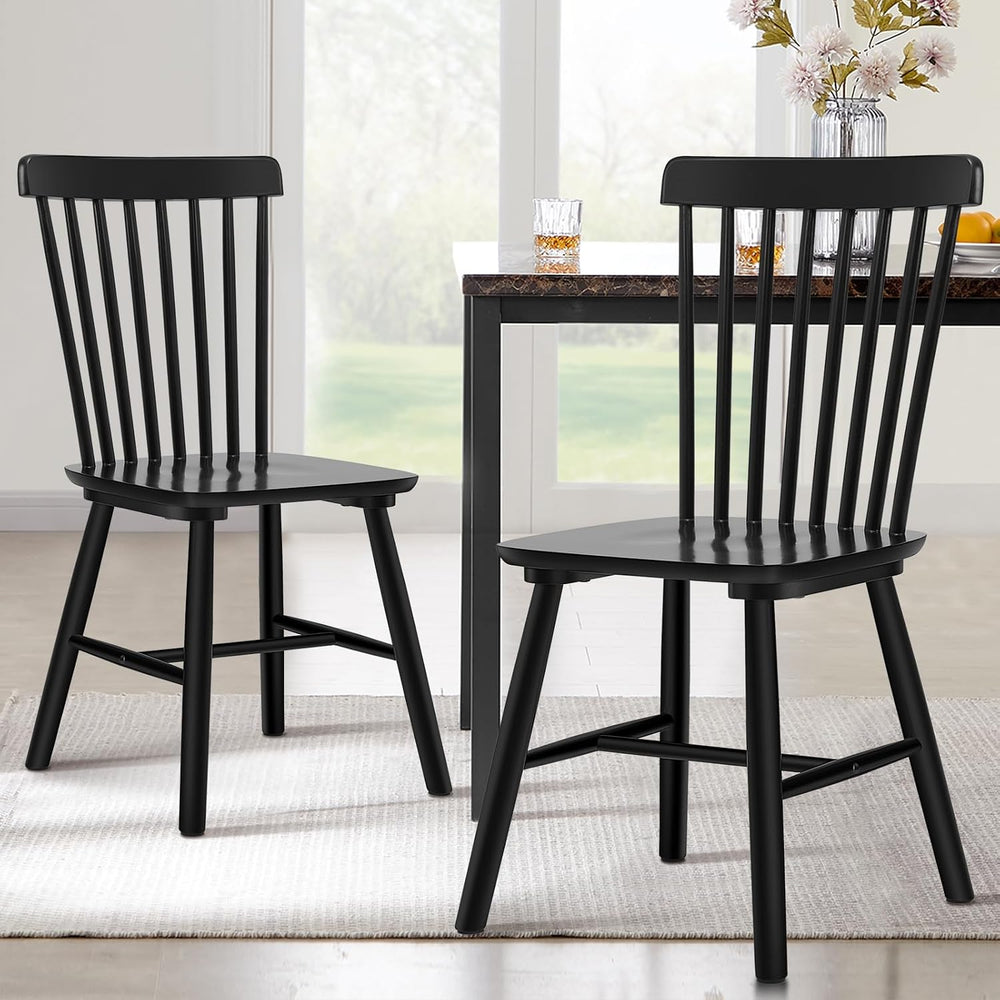 ClinQ Windsor Dining Chair Set of 4, Spindle Back Wooden Chairs for Kitchen a...
