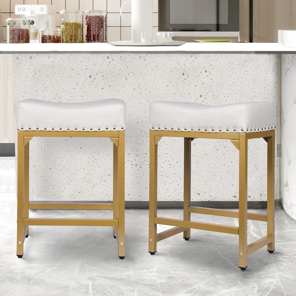 Bar Stools Set of 2, Counter Height Bar Stools for Kitchen Island, 24 Inch Mo...