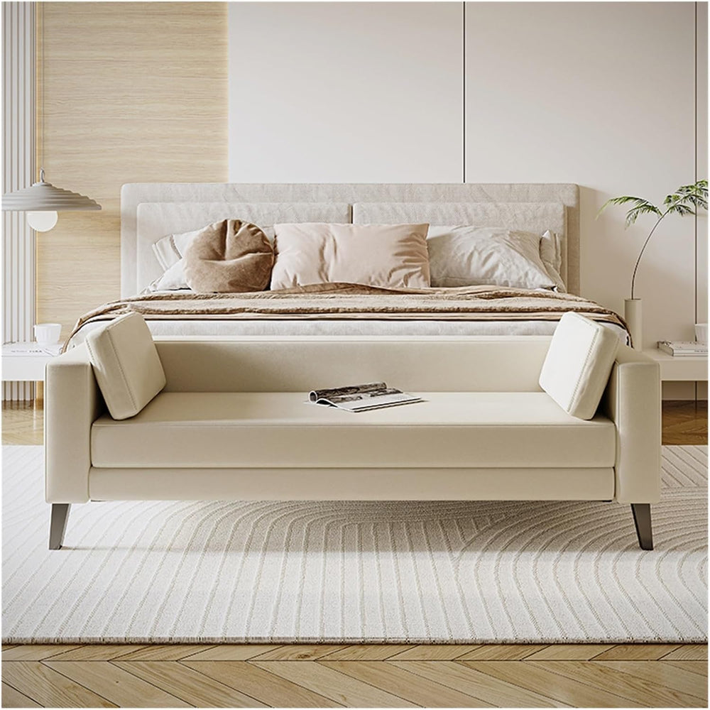 Modern Cloth Bedroom Bench for End of Bed, Modern Upholstered Ottoman Long En...