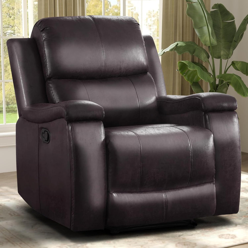 IOMOR Leather Recliner Chair, Manual Recliner Chair for Adults with Overstuff...