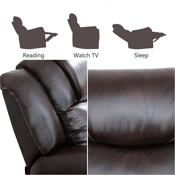 Power Recliner Chair, Leather Recliners with Home Theater Seating, Oversized Single Electric Recliner Sofa Breathable Living Room Chairs for Adults Reading Gaming, Red