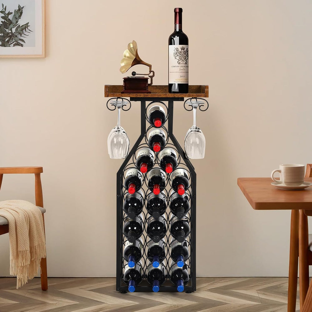 Wine Rack Freestanding Floor, Table Wine Holder Stand Mini Bar Table Floor Wi...