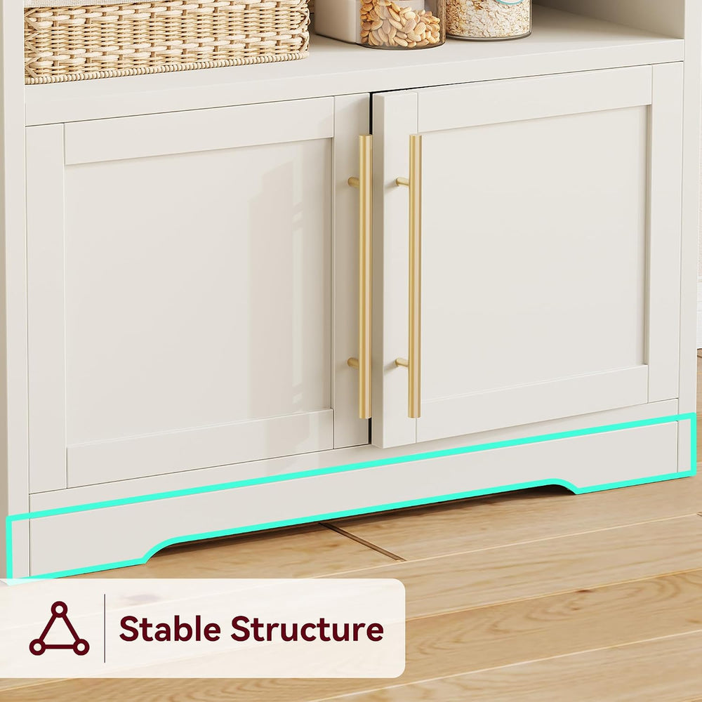 IDEALHOUSE Bakers Rack with Storage Cabinet, Microwave Stand with Power Outle...
