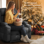 Power Recliner Chair with Heat and Back Massage, Electric Power Oversized Reclining Chair Infinite Position with Storage Armrests & 2 Cup Holders for Living Room, Brown