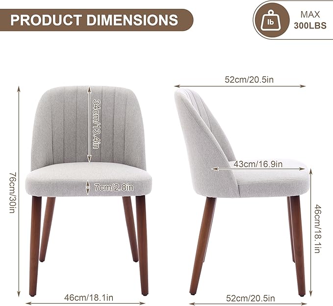 Wooden Dining Chairs Set of 6, Upholstered Kitchen Dining Room Chairs with Pa...