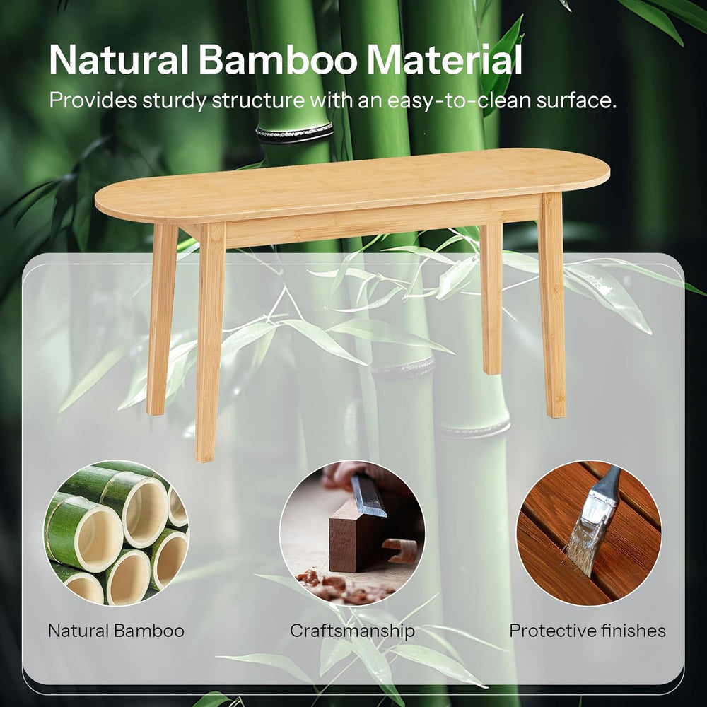 HOOBRO 39.4'' Dining Bench, Farmhouse Kitchen Table Bench, Bamboo Ent...