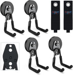 3-H Heavy Duty Magnet Garage Hooks 4 Pack, Large Strong Magnetic Hooks for Hanging Cordless Power Drill, Utility Magnetic Tool Holder for Metal Cabinet, Steel Pegboard, Toolbox, Garage(Black)