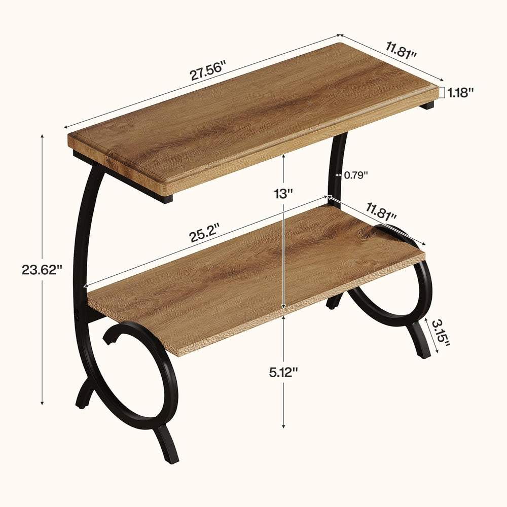 Tribesigns 2-Tier End Table, Narrow Couch Side Table with J-Shaped Metal Legs...