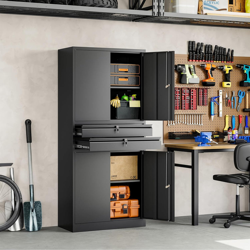 Yizosh Metal Garage Storage Cabinet with Locking Doors and Adjustable Shelves...
