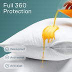 Niagara 8 Pack Waterproof Pillow Protectors Queen 20x30 Inches Smooth Zipper Premium Encasement Covers Quiet Cases Set White