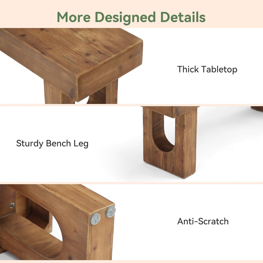 Solid Wood Shoe Bench, 47" Long Farmhouse Entryway Bench with Sturdy Leg...
