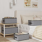 Foldable Storage Bins with Handles, Fabric Storage Cubes for Organizing, Decorative Linen Closet Organizers, 18.5 × 11 × 7.9 Inch, Gray, 4-Pack