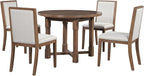 Ball & Cast Farmhouse 5 Pieces Dining Table Set with 4 Upholstered Chairs,Wooden Living Room Furniture for 4 W/ 57.7" Extendable Dining Table,Easy Assemble&Clean,for Dining Room,Bistro,Apartment,Brown