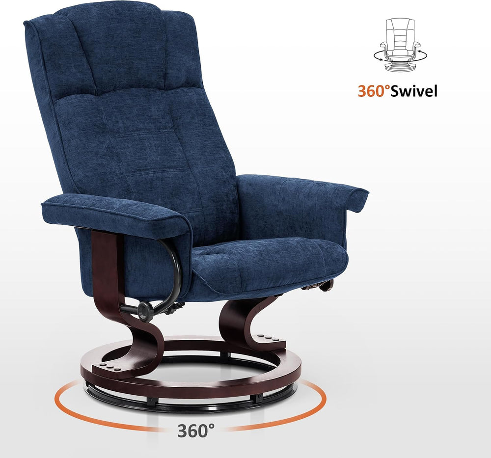 MCombo Manual Swivel Recliner with Ottoman, Chair Ottoman Set for RV Small Sp...
