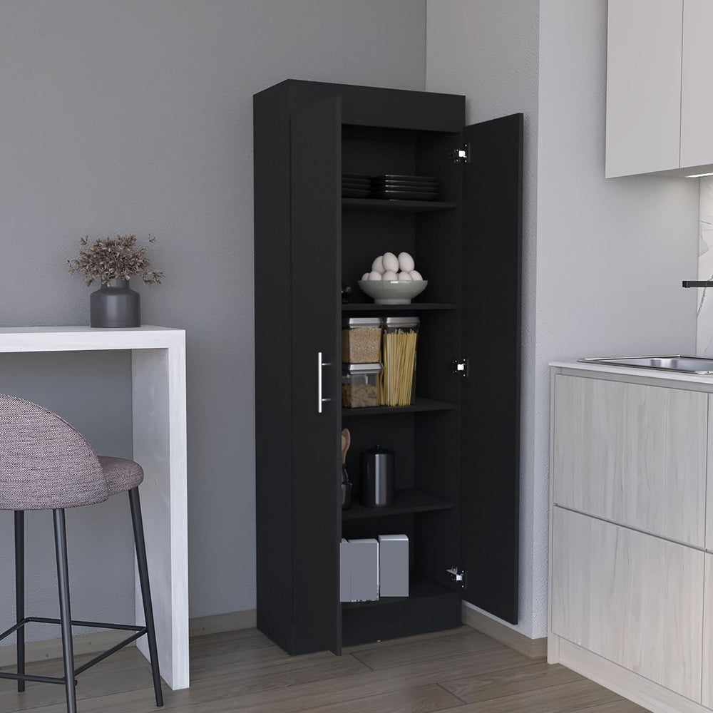 Modern Pantry Storage Cabinet, Tall Cupboard with 2 Doors, for Entryway Hallw...