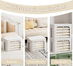 FHSQX 8 Pack Clothes Storage Bins - Foldable Storage Bins for Clothes Fabric Storage Box with Metal Frame (Cream White, 16.5x12.2x12.2 inch)