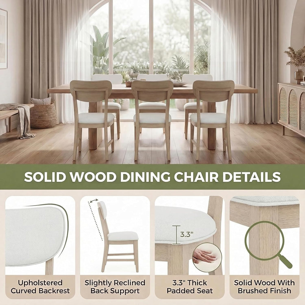 COLAMY Solid Wood Dining Chairs Set of 4, Mid Century Modern Upholstered Kitc...
