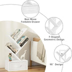 Small Bookshelf with Drawer,4 Tier Tree Book Shelf,Wood Desk Bookshelves,Modern Free Standing Desktop Display Shelves,White Floor Standing Organizer Bookcase for Living Room,Bedroom,Office