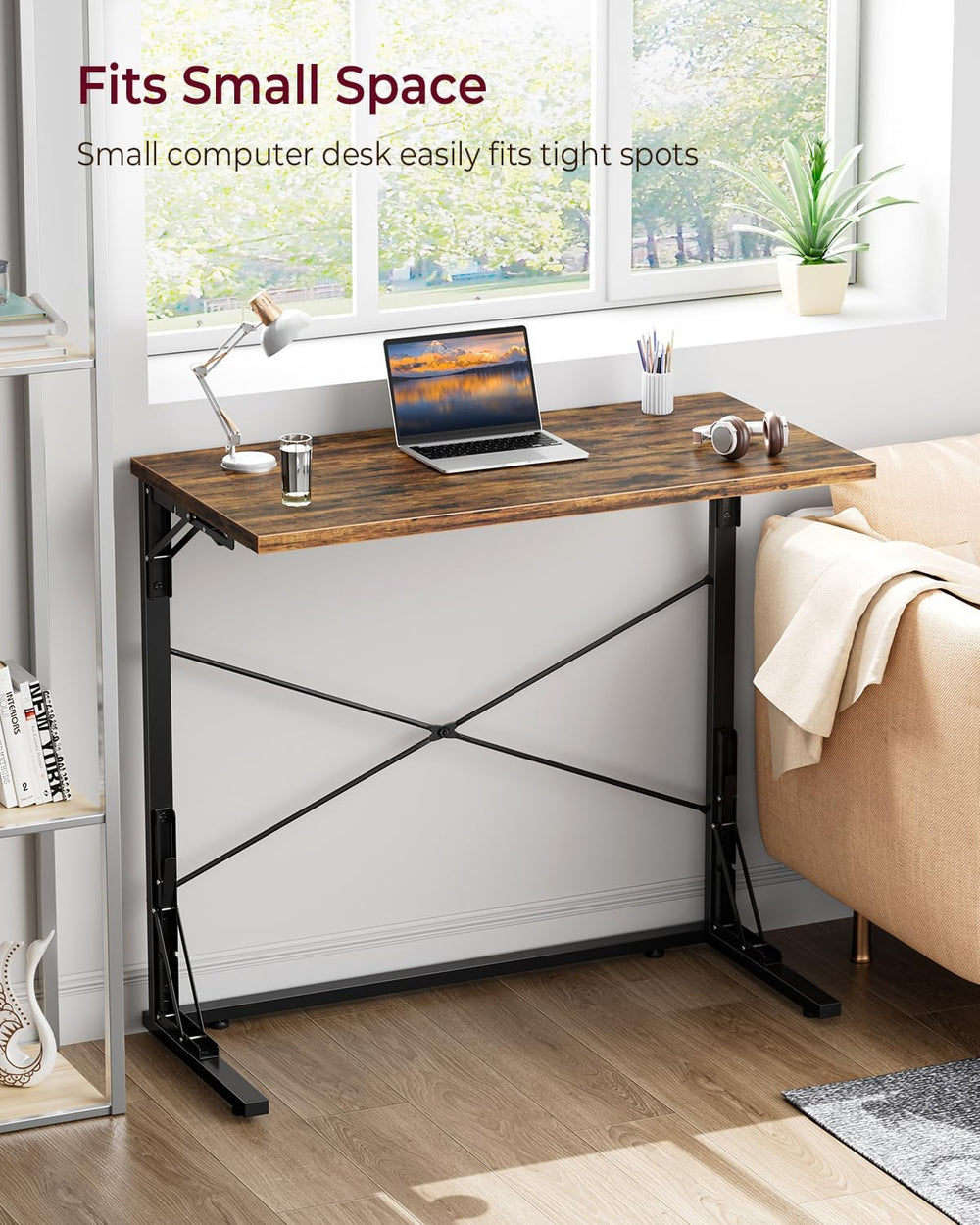 Vantic 31.5" Folding TV Tray Table for Eating on Couch, Rustic Brown | F...