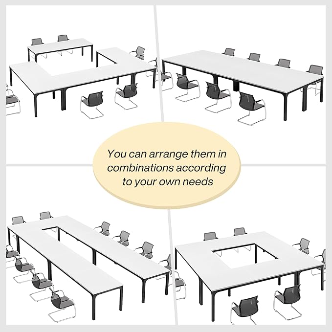 Tribesigns 6.5FT Conference Table, 78.7 Inche Rectangle Meeting Seminar Table, Large Business Tables for 6-8 People (Only Table) (White+Black)
