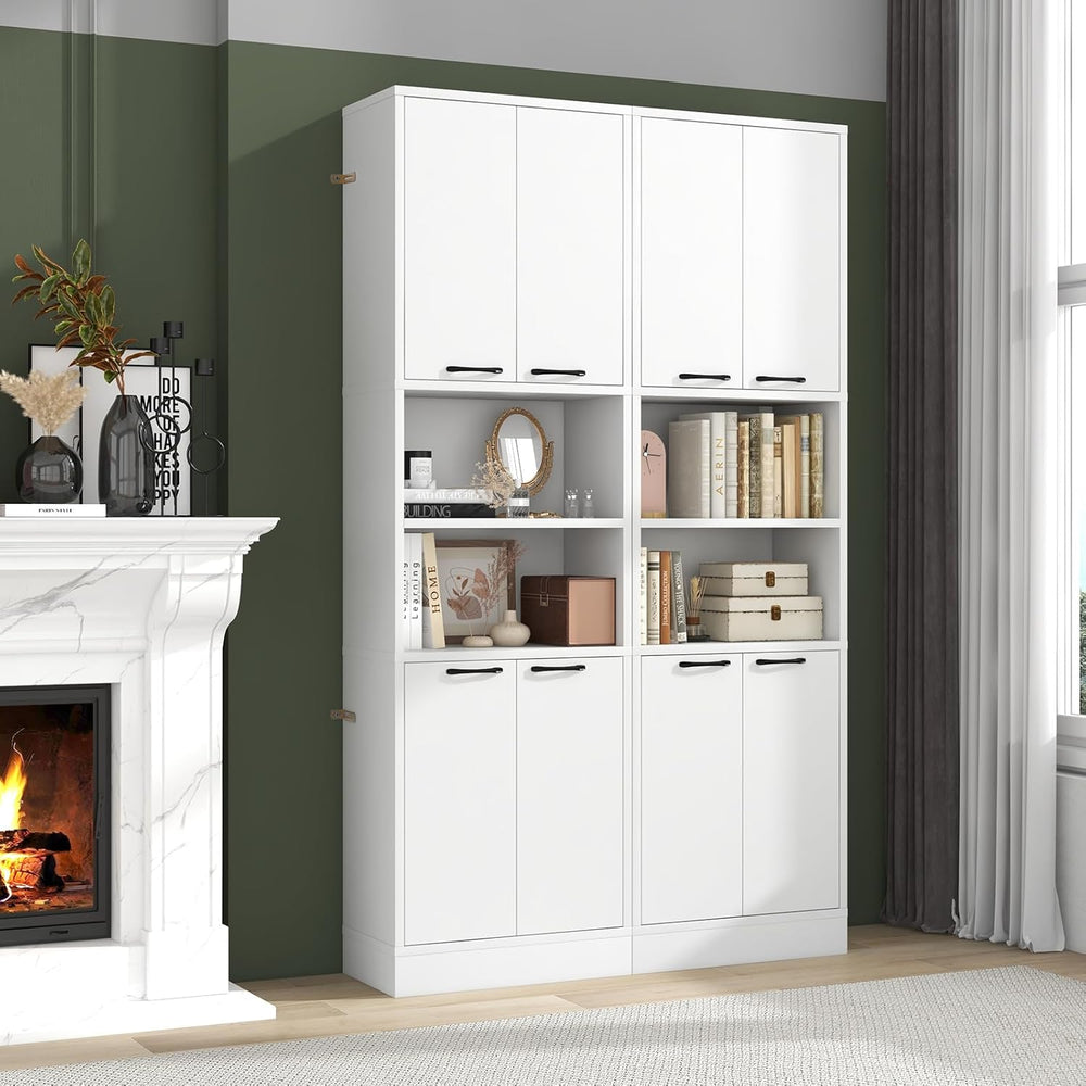 TANGZON 190CM Tall Kitchen Cupboard, 4-Door Storage Cabinet with Enclosed Cab...
