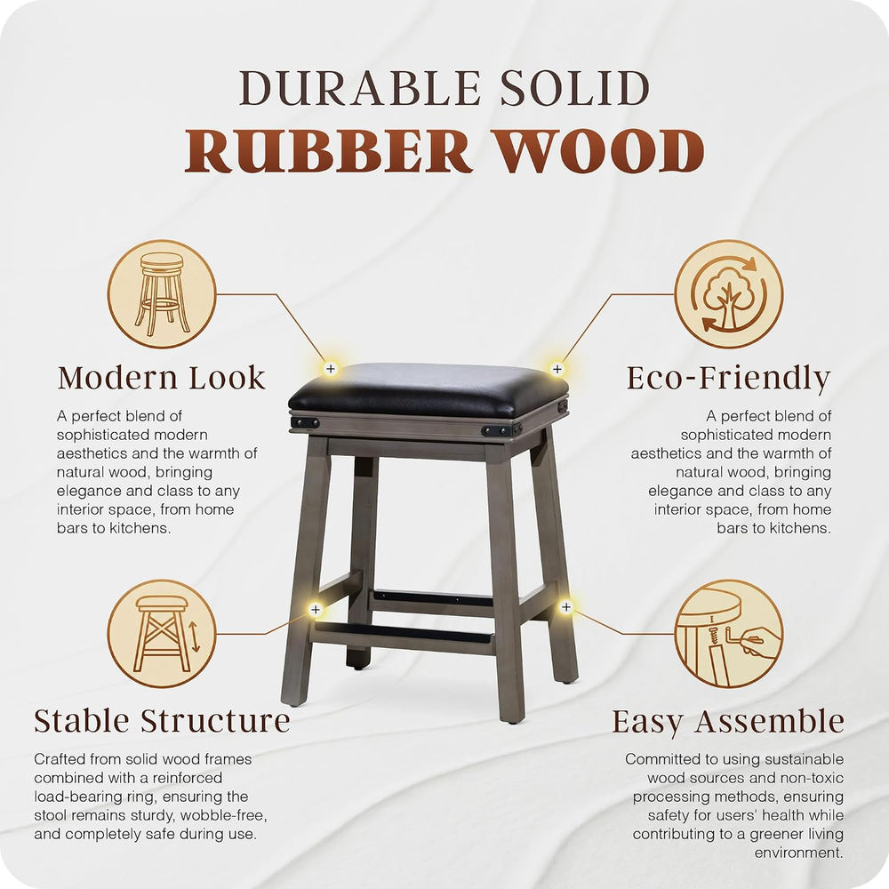 DTY Indoor Living Cortez Bonded Leather Stool, Weathered Gray Finish, 24&quot...