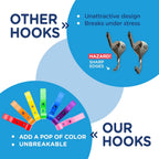 Heavy Duty Hooks for Hanging Coats, Jackets, Backpacks, Baseball Hats - Wall Mounted Rainbow Color Hangers for Kids, Perfect Hook for Classrooms, Bathroom Robes and Towels | Mini Hook 7-Pack