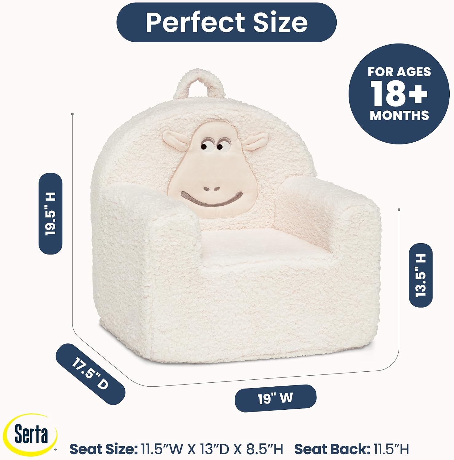 Delta Children - Serta Counting Sheep Kids Sherpa Foam Chair, Cream