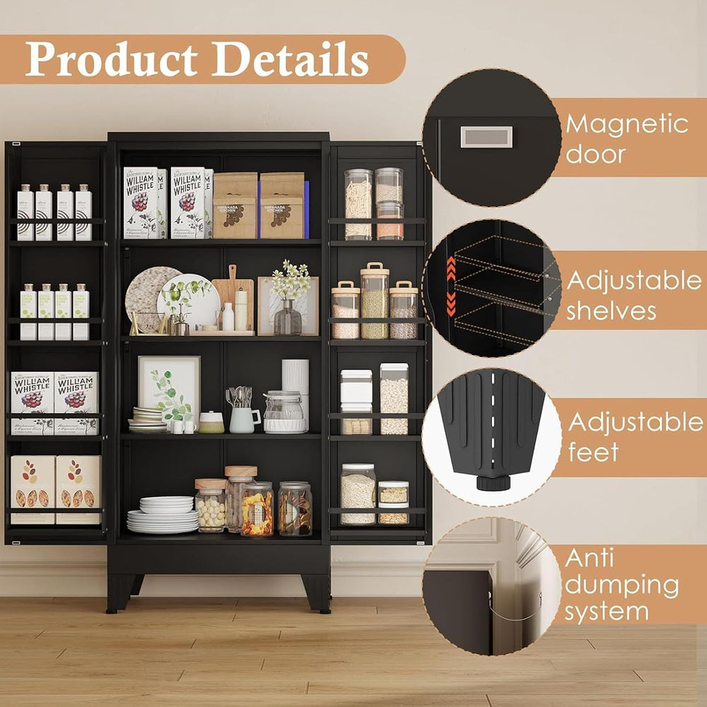 47.2" H Tall Metal Kitchen Pantry Storage Cabinet, Freestanding Storage ...